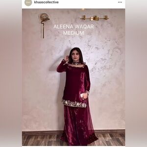NWT Aleena Waqar Velvet Farshi Shalwar Pakistani Formal